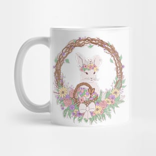 Easter Bunny Floral Wreath Mug